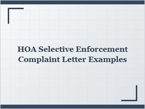 Write a Hoa Selective Enforcement Complaint Letter